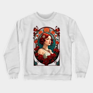 Beautiful Victorian woman retro vintage floral design Crewneck Sweatshirt